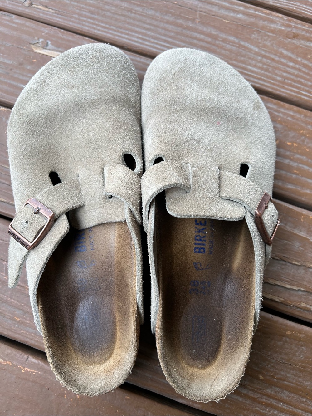 Birkenstock Boston Suede Clogs Taupe Size 38 Narrow / Medium (US Womens 7-7.5)